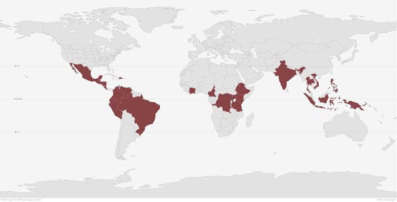 Countries where coffee is grown