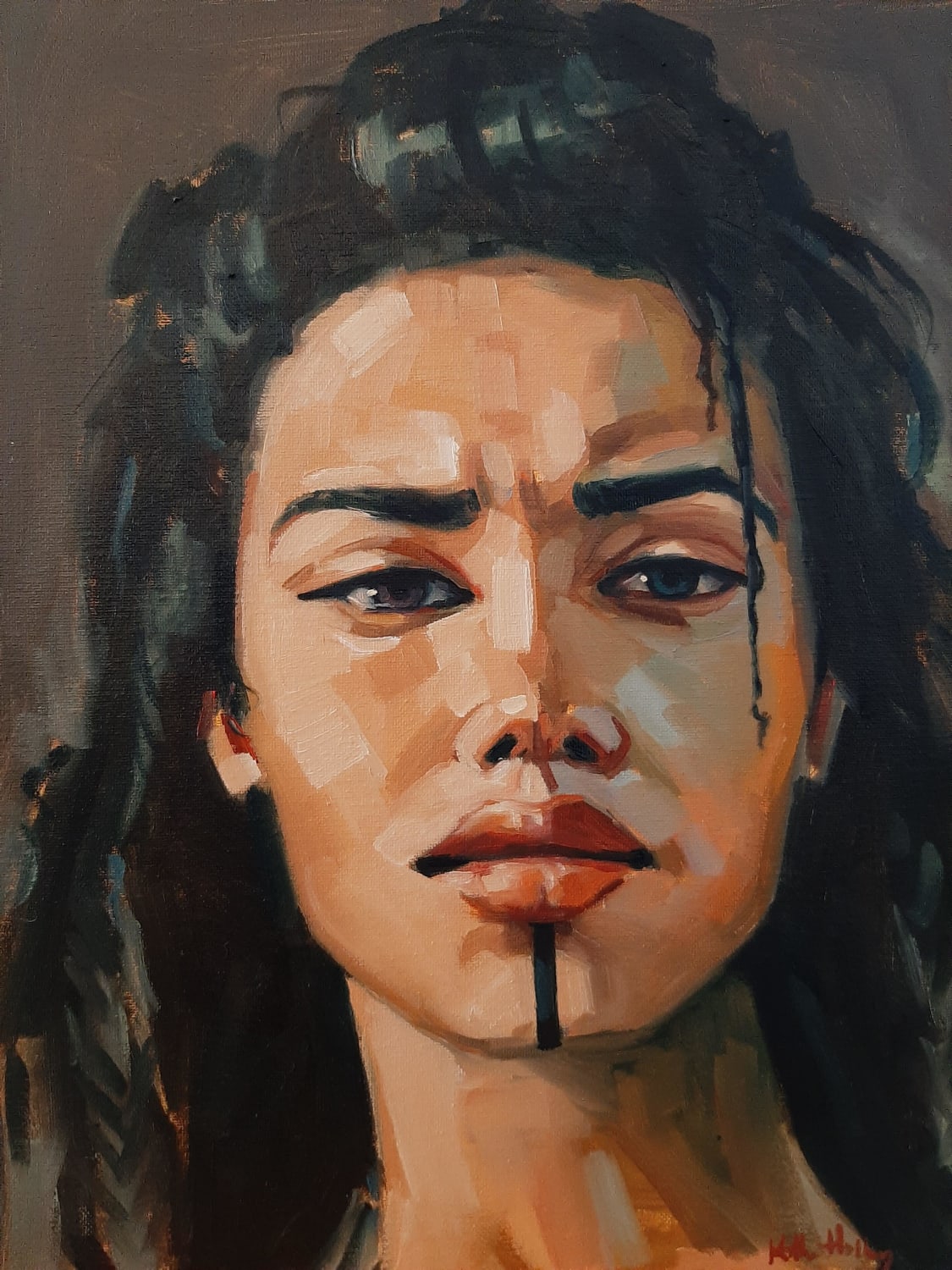 Oil painting portrait of Yasha, pushing out of my comfort zone.