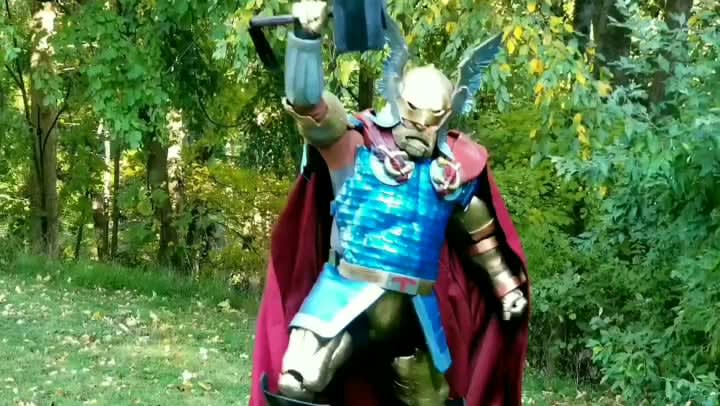 Calling down the Thunder for Thor Cosplay- Armored Thor from "The Mighty Thor" issues 378-380 by Walt Simonson, music from "Thor: Ragnarok" by Mark Mothersbaugh