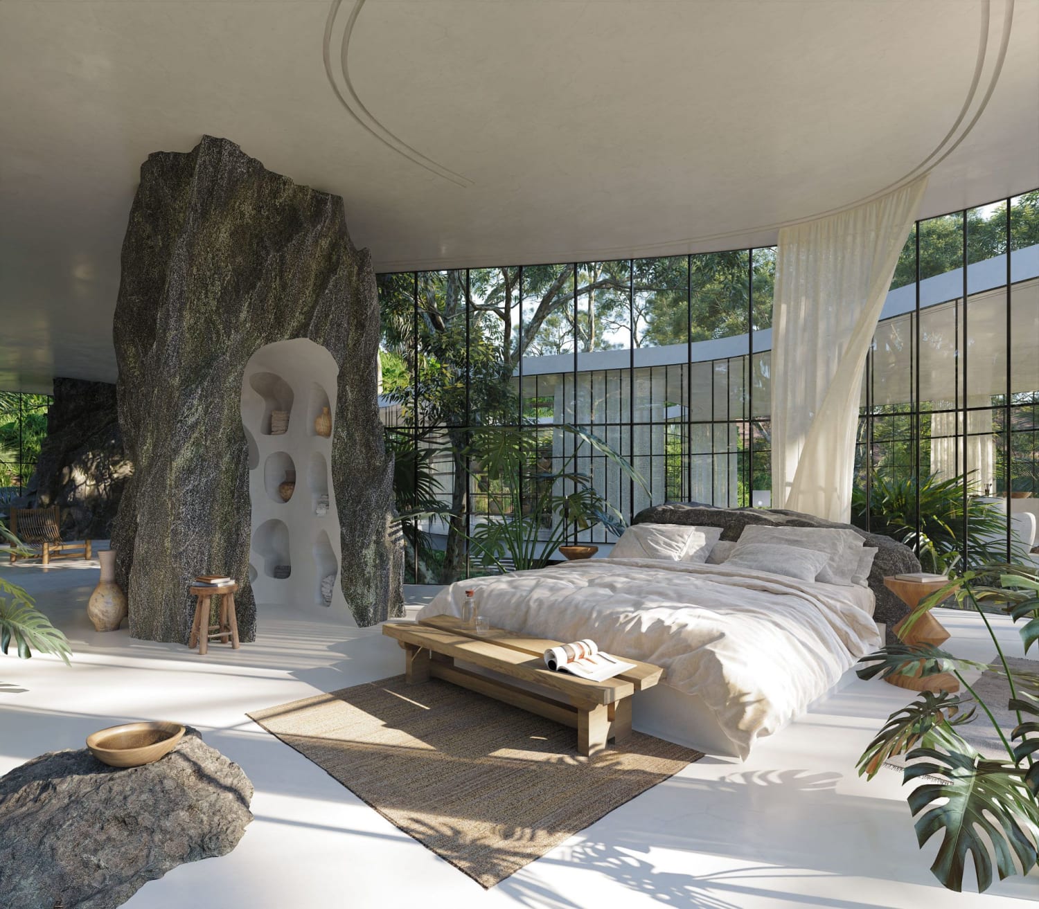 Une maison de verre design dans la nature brésilienne