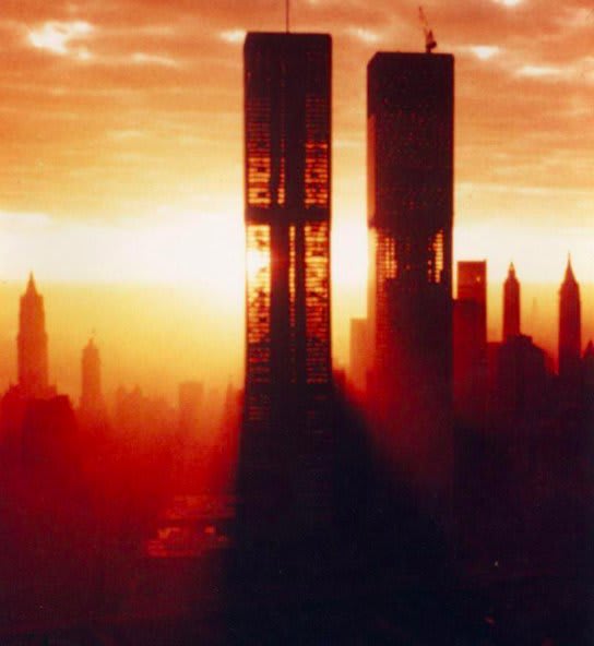 Incredible image of The Twin Towers in New York during construction