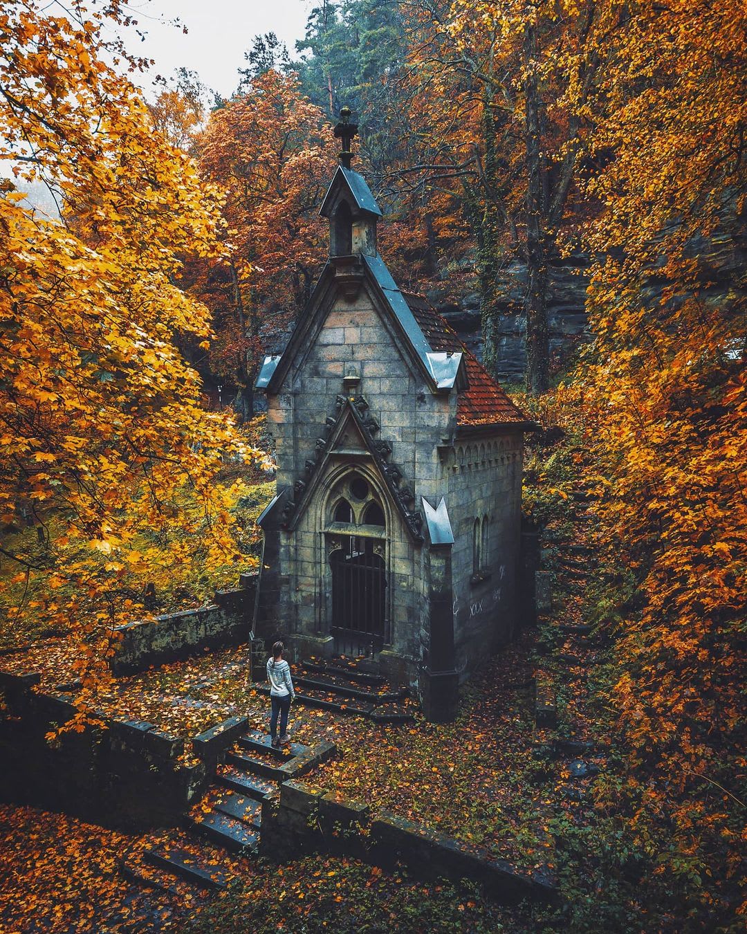 Clary Chapel at the cemetery in Hřensko, a village in Děčín District, Czech Republic.