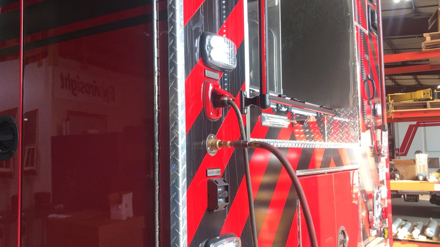 Fire trucks come with auto eject ports for charging and air. As soon as the engine starts both are ejected so there isn’t any time wasted unplugging them.