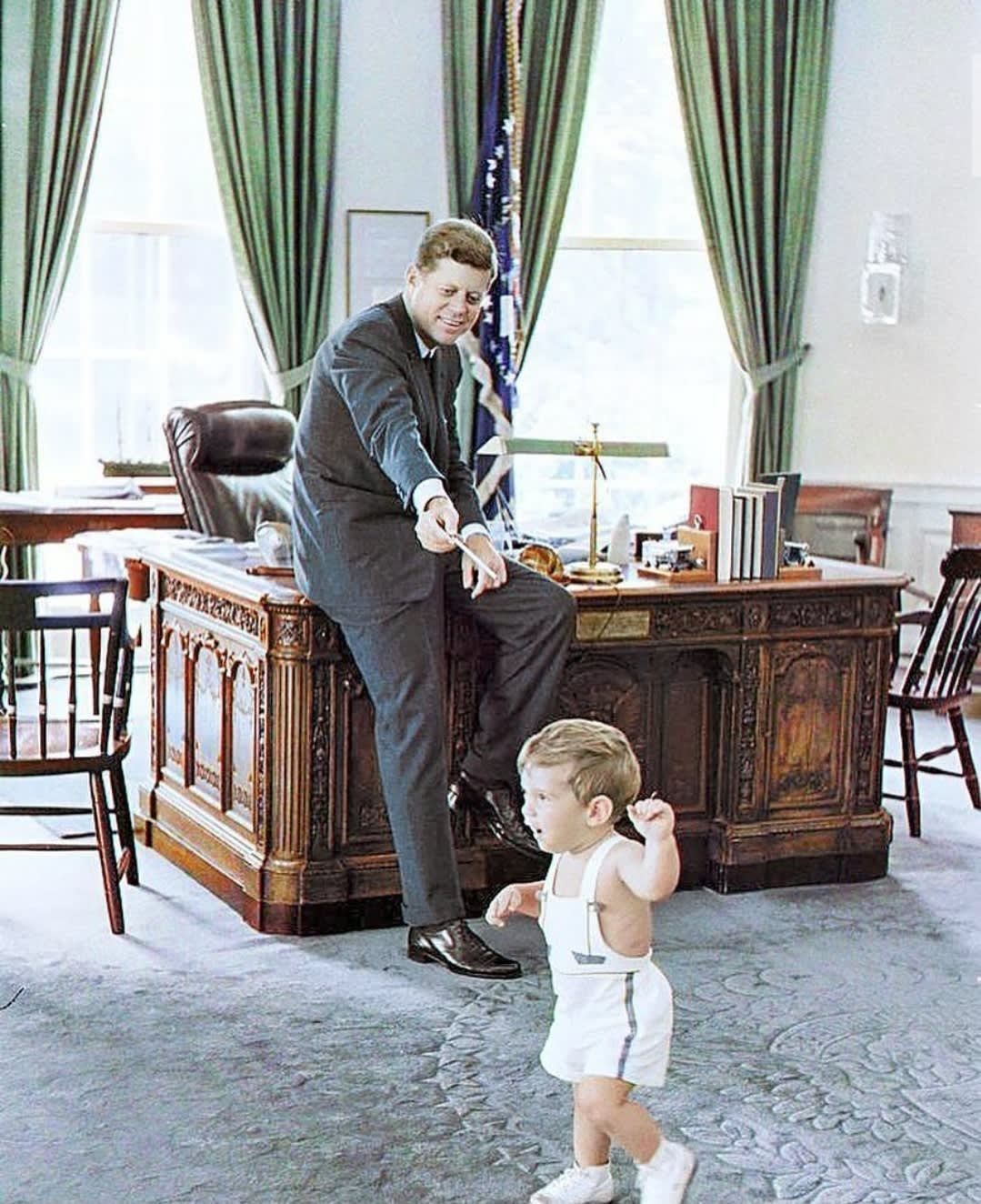 PsBattle: JFK and JFK Jr. Oval Office