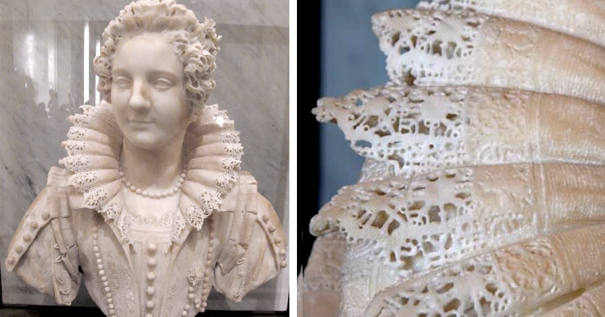 17th-Century Sculpture Captures Unbelievable Lace Details in Hand-Carved Marble