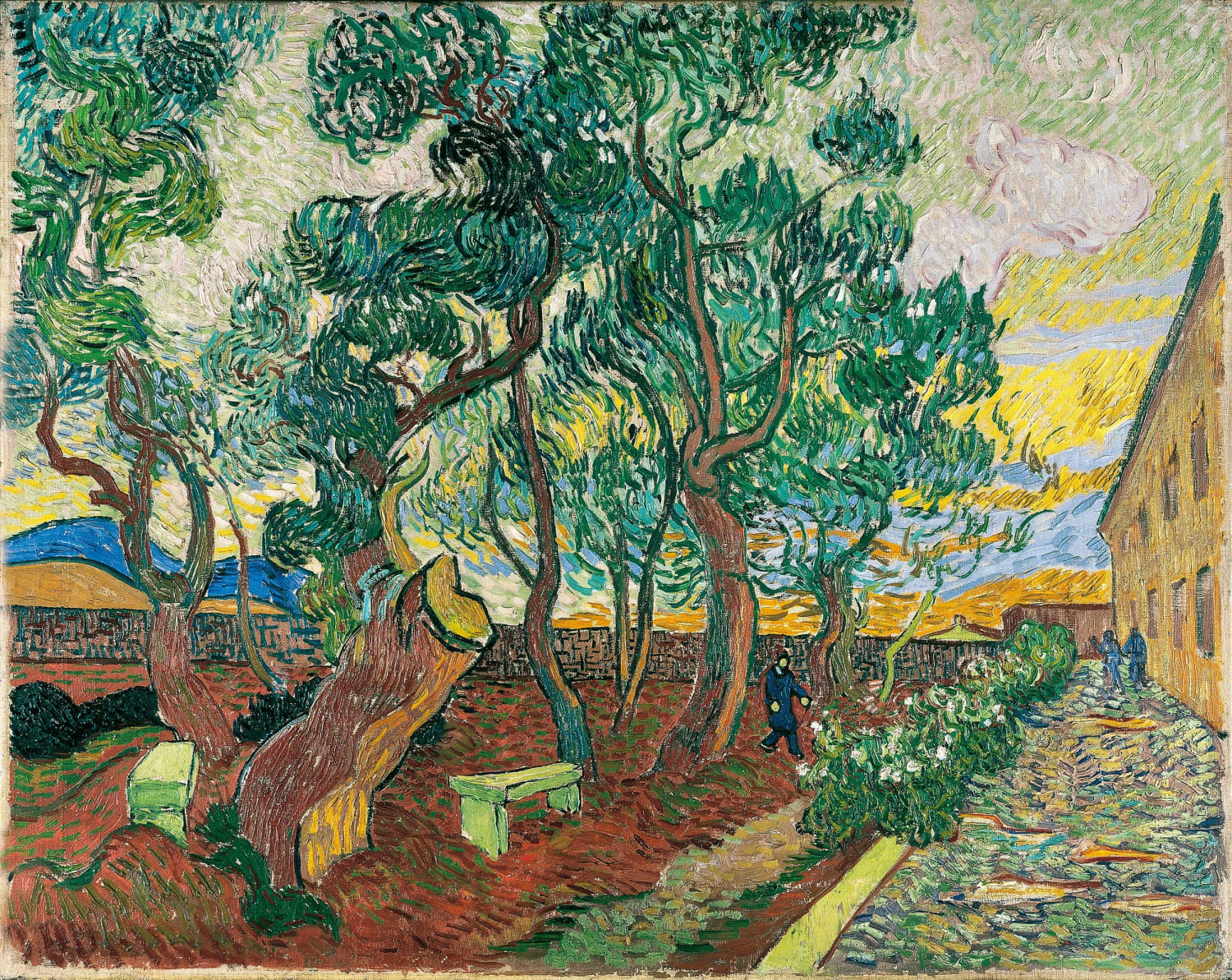 Le parc de l'hôpital, à Saint-Rémy (A Corner of the Asylum and the Garden with a Heavy, Sawed-Off Tree), 1889, Vincent van Gogh,