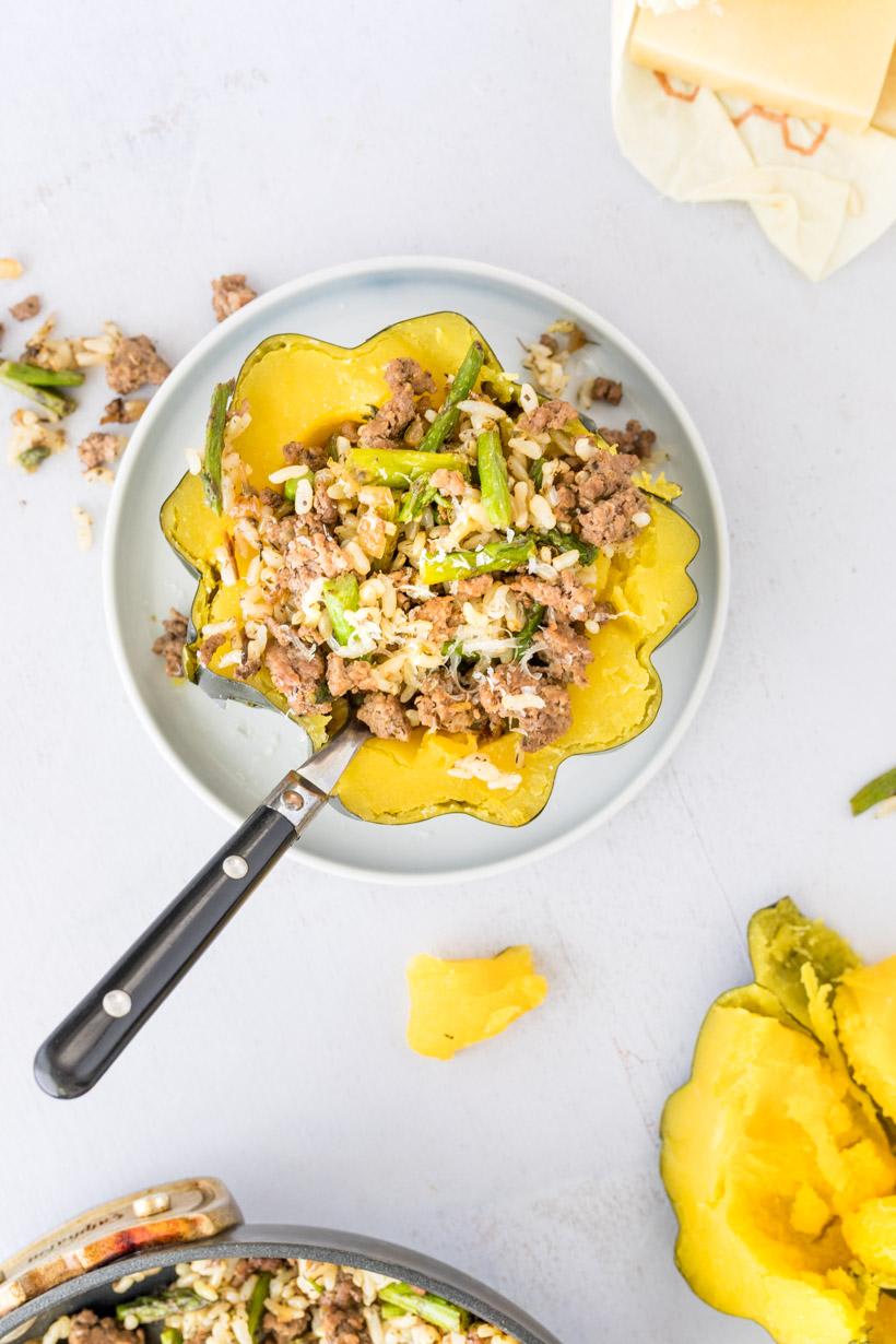 Stuffed Squash with Ground Beef and Rice