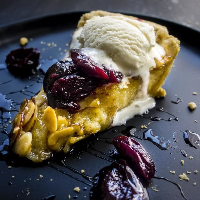Simple Almond Tart with Candied Cherries