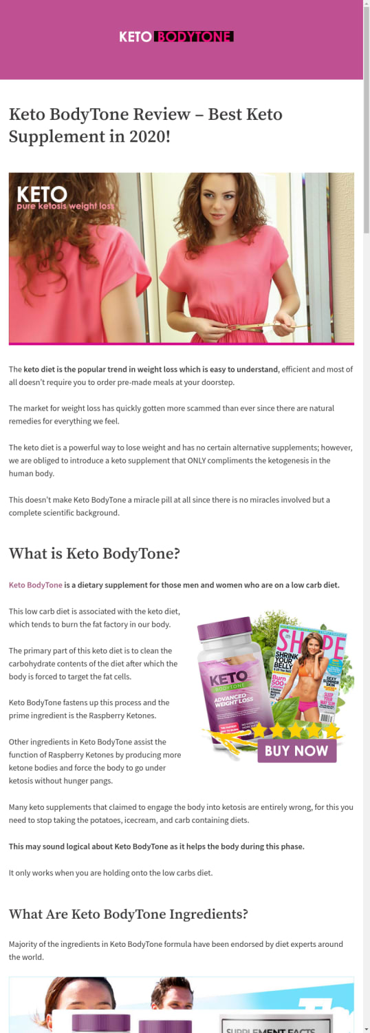 Keto BodyTone - The Pure Ketogenic Weight Loss Formula!