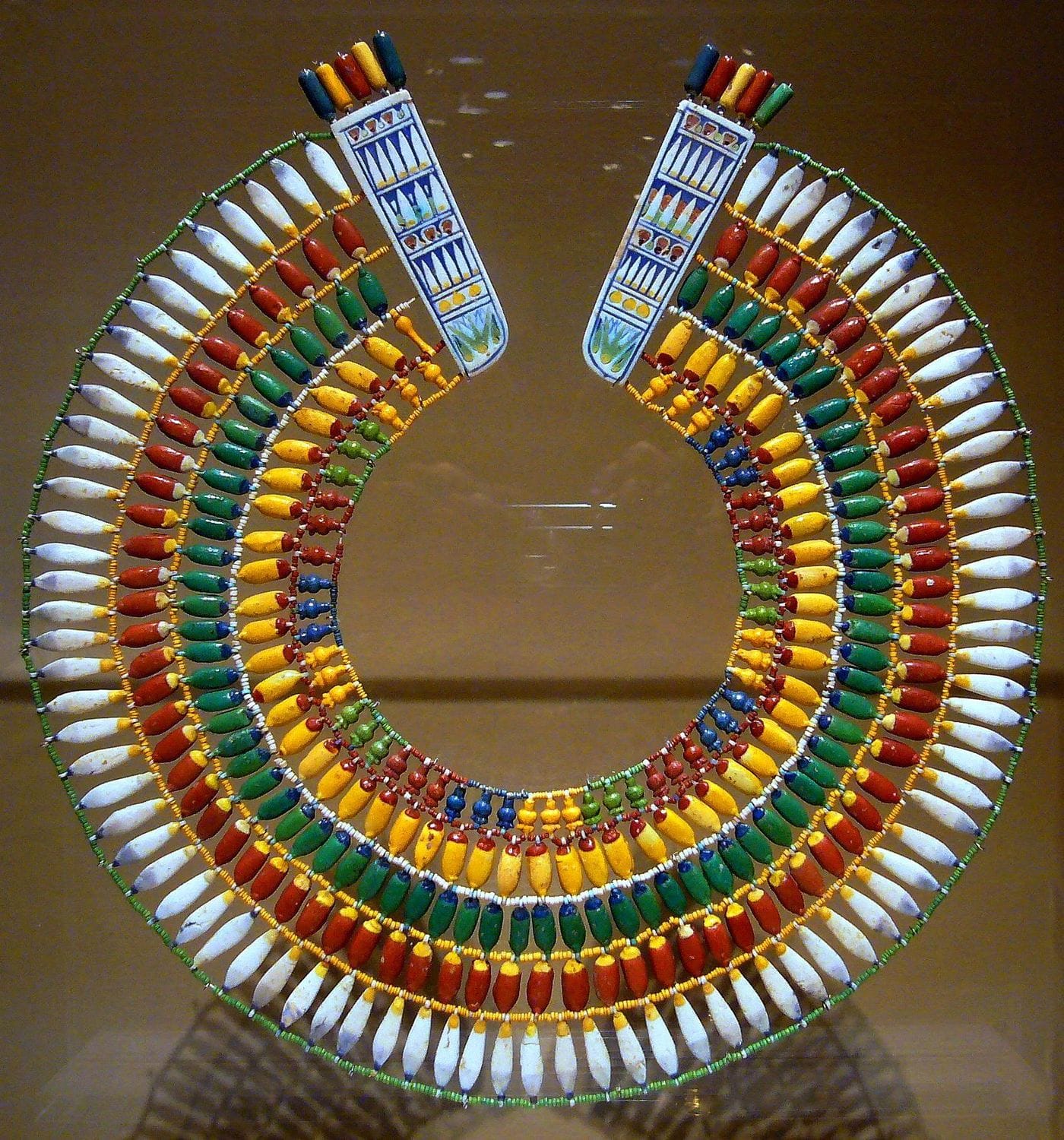 An ancient Egyptian faience bead necklace, called a broad collar, now ...