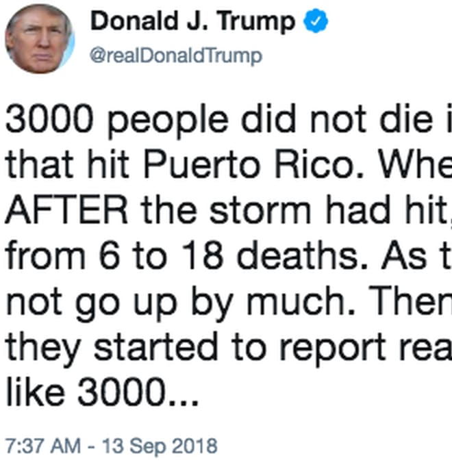 Trump baselessly accuses Democrats of inflating Hurricane Maria death toll