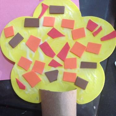 Tutorial for a Fall Craft: Toilet Paper Roll & Foam Tree that Toddlers, Preschoolers, & Elementary Kids Can Make