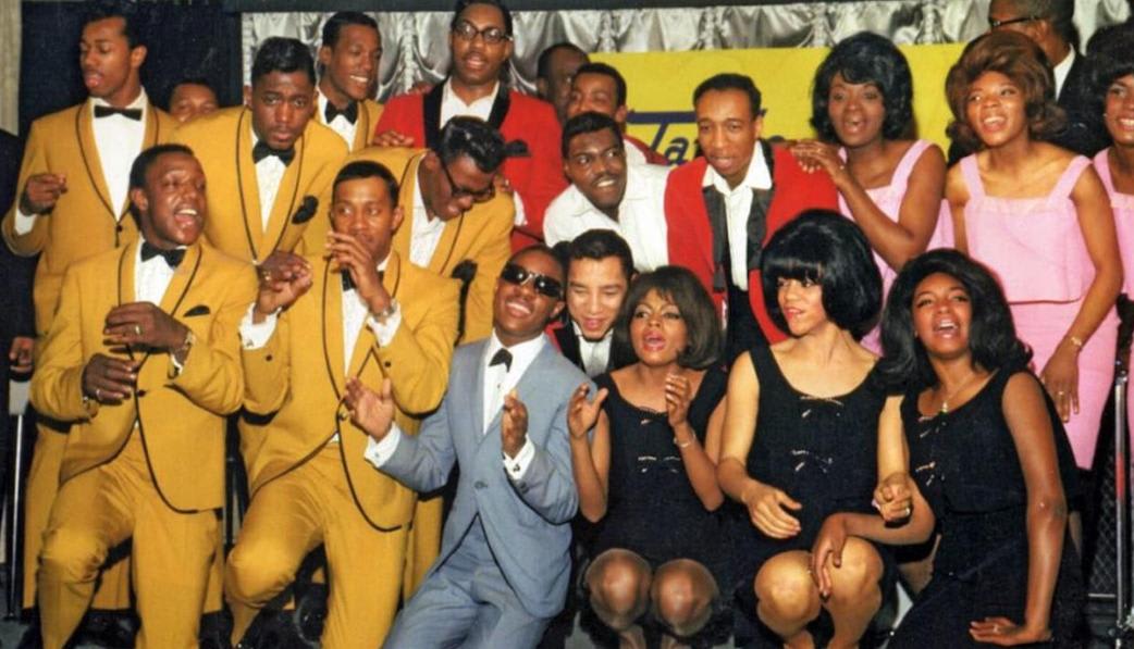 The Temptations, The Miracles, Stevie Wonder, Martha & the Vandellas, and The Supremes at EMI Records in March 1965, for the UK launch of the Tamla-Motown label.