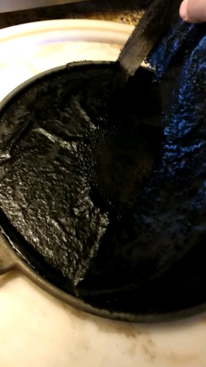 Peeling the seasoning off your cast iron pan in one sheet is S.A.F.!
