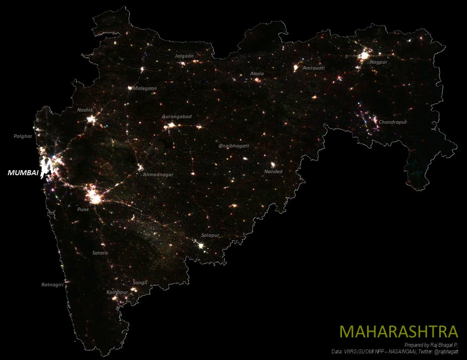 Temporal composite Night Light Map for Maharashtra, India