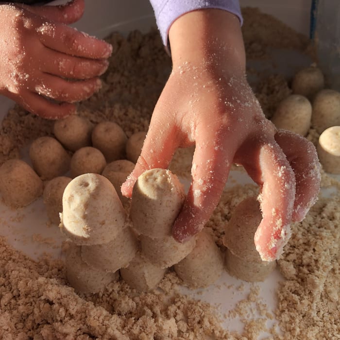Edible Sand Making Sensory Play Safe for Toddlers too!