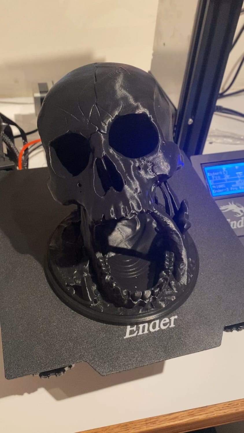 After only having my printer for 2 days, 2 successful prints and 2 fails, I went for it and started printing a 46 hour dice tower. Pretty stoked on the results considering this is my first “big” print, and I didn’t get any spaghetti! Too bad I still roll like crap.