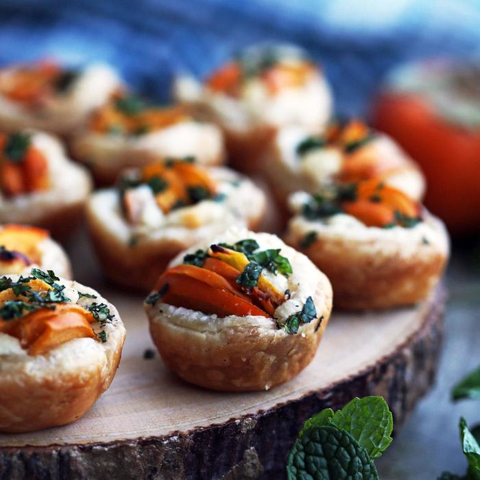 Persimmon Goat Cheese Tartlets