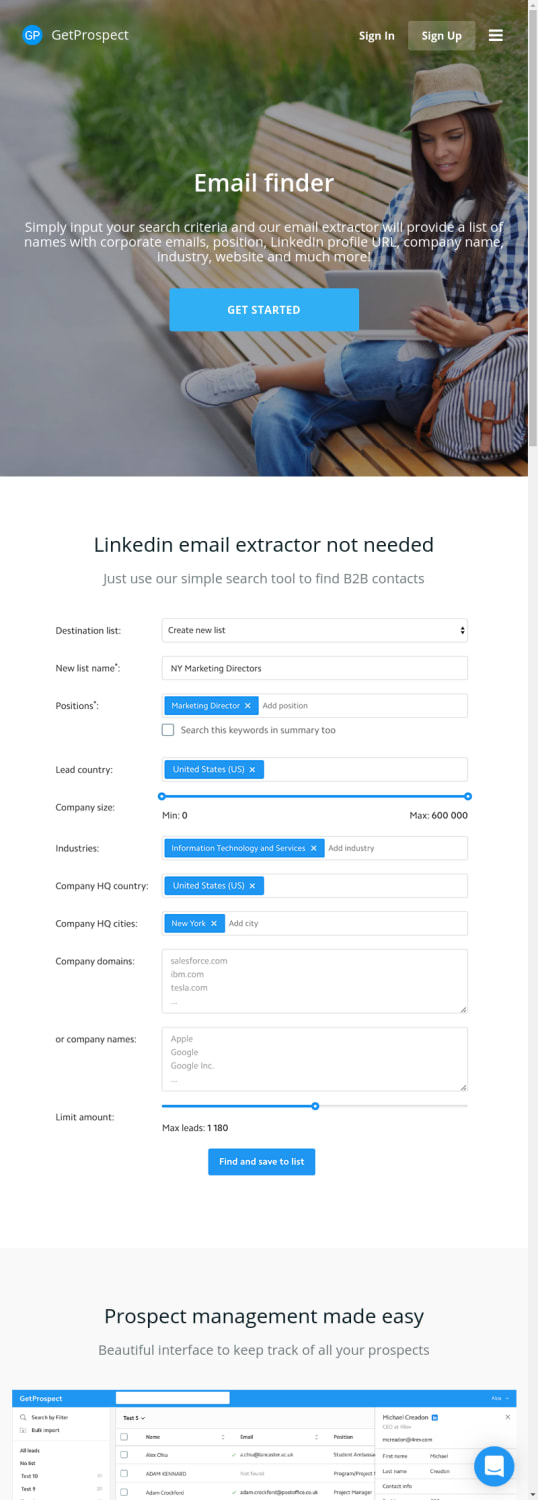 Email finder with Linkedin profile URL, prospect names, position, company. Get emails in seconds