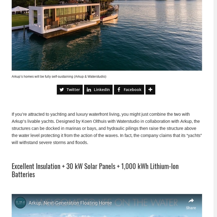 Luxury Green Floating Home With Solar Panels and Excellent Insulation
