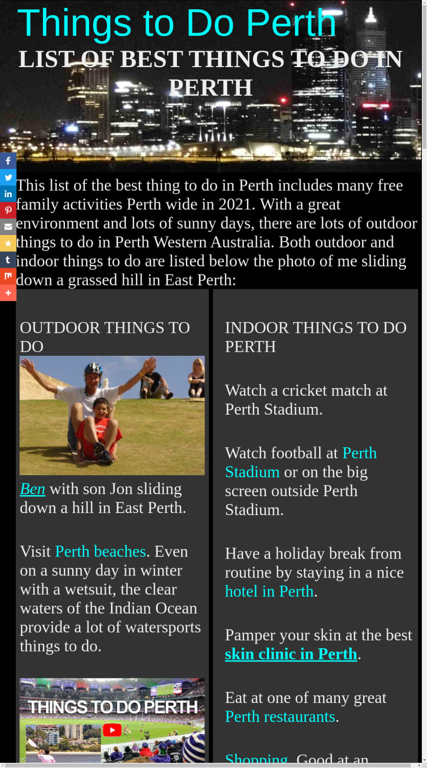 Things to do Perth, Outdoor Indoor