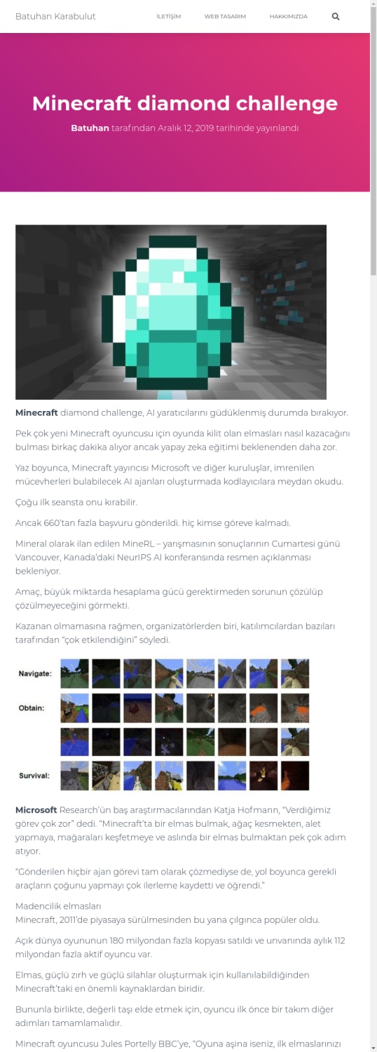 Minecraft diamond challenge