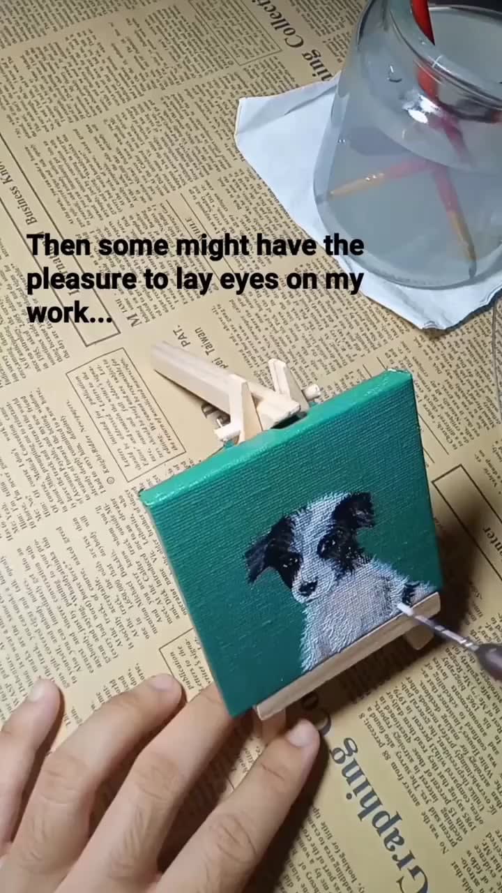"Cookie" on a mini canvas, I used acrylics