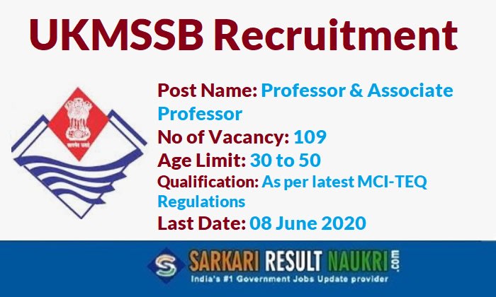 UKMSSB Professor Recruitment 2020 - 109 Associate Professor Vacancy
