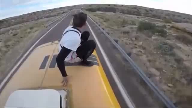 HMRB Jumping off a moving bus off of a bridge