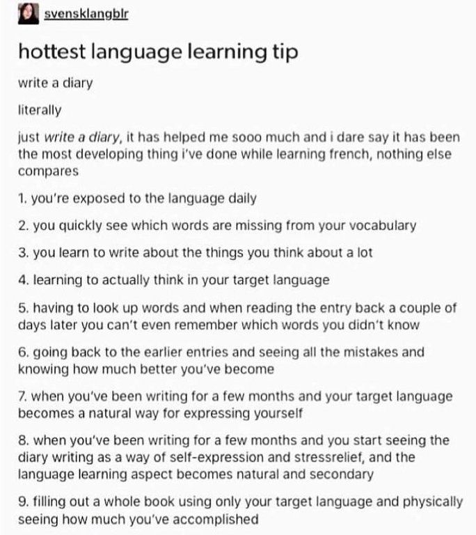Writing a diary in your target language