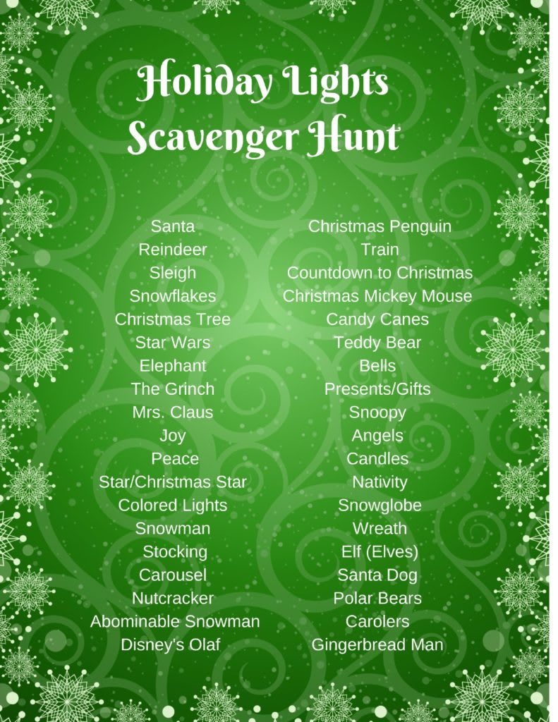 Free Printable Holiday Lights Scavenger Hunt
