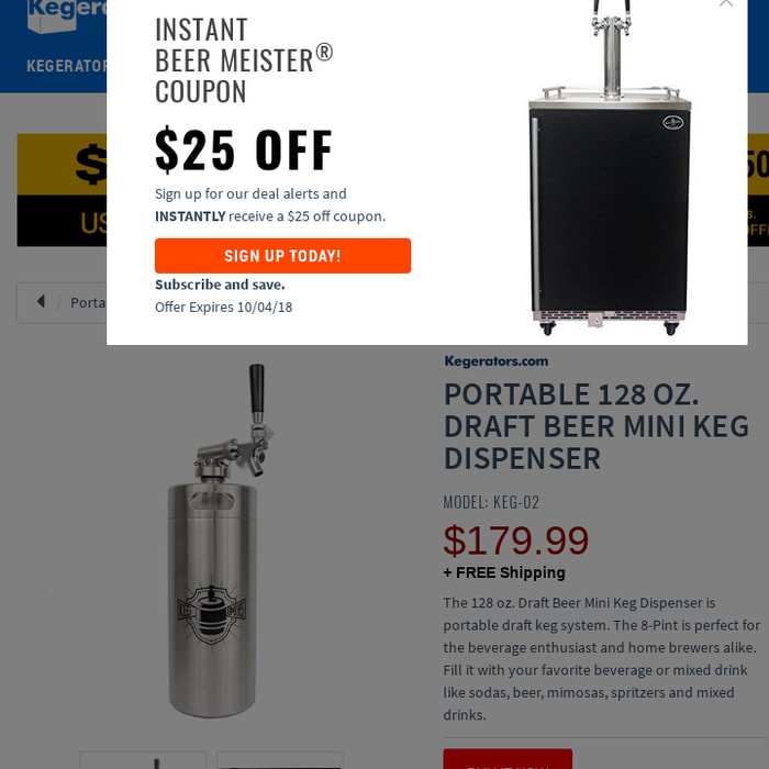 Portable 128 oz. Draft Beer Mini Keg Dispenser