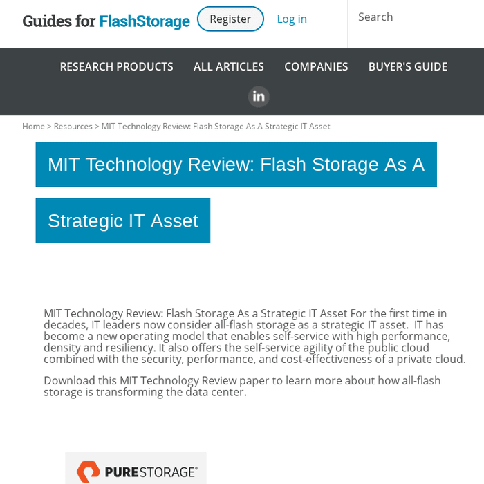 MIT Technology Review: Flash Storage As A Strategic IT Asset - Resource Details