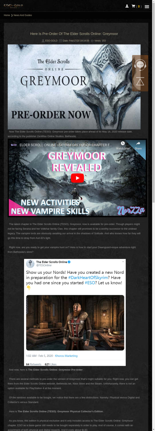 Here Is Pre-Order Of The Elder Scrolls Online: Greymoor - eso-gold.com