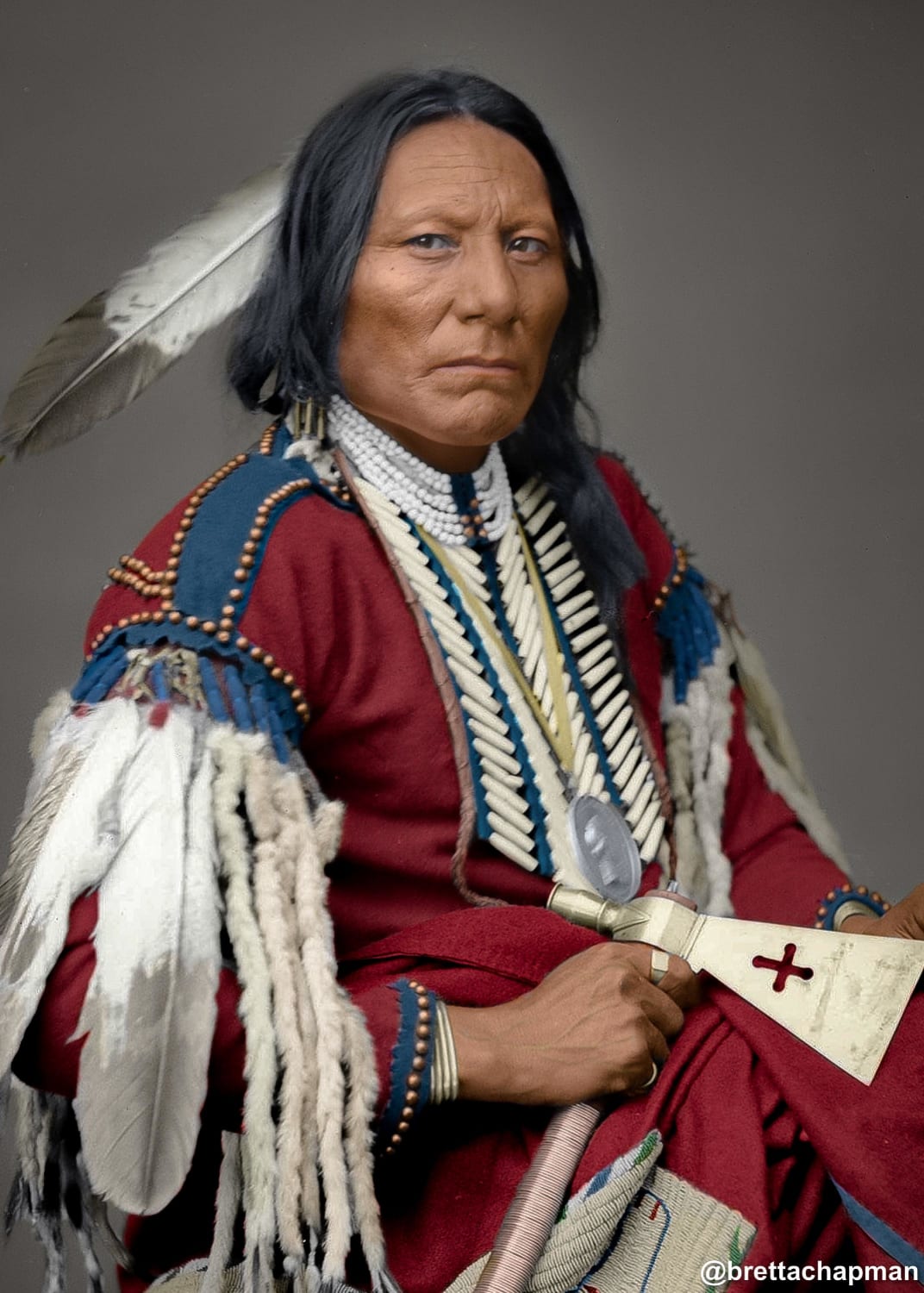 [Colorized] Chief White Eagle of the Ponca in 1877; Washington, DC