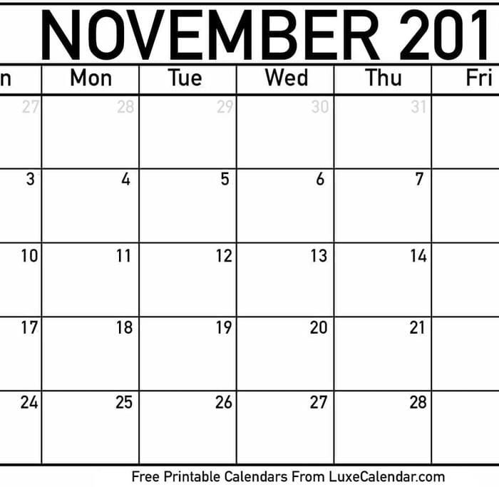 November 2019 Printable Calendars