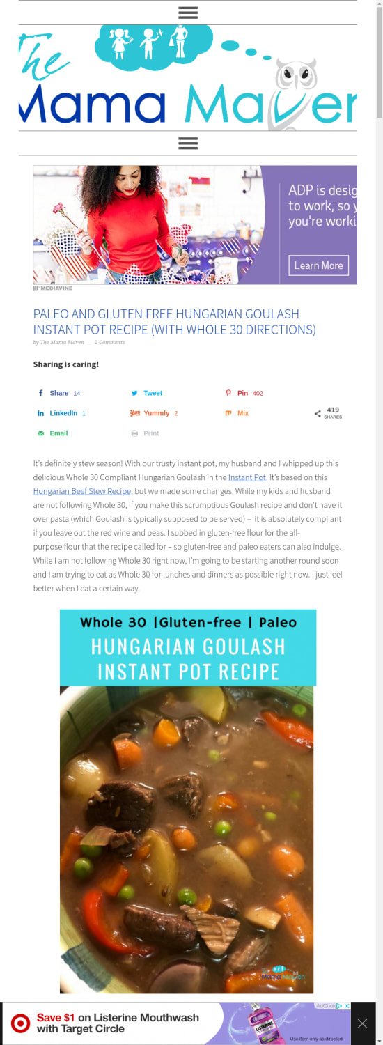 Paleo and Gluten Free Hungarian Goulash Instant Pot Recipe (with Whole 30 Directions)