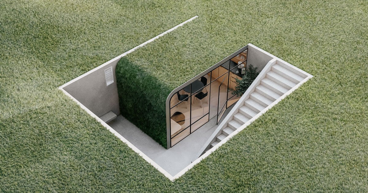 'buried studio' by igor leal imagines a sunken garden office in rio de janeiro