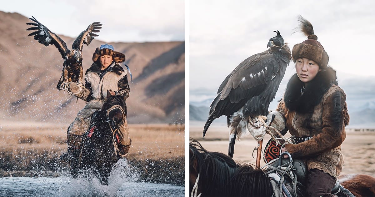 Photographer Captures One of the Last Surviving Female Eagle Hunters of Mongolia