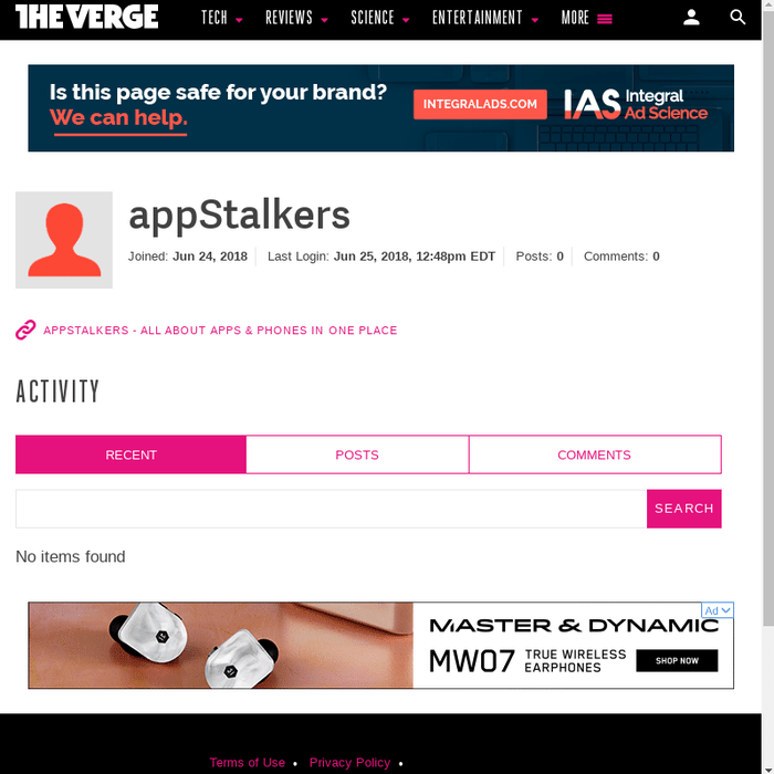 appStalkers Profile and Activity