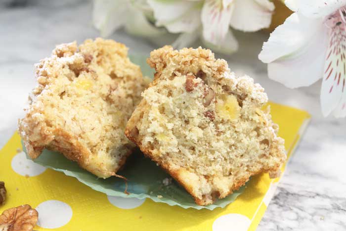 Banana Nut Muffins with Crumb Topping