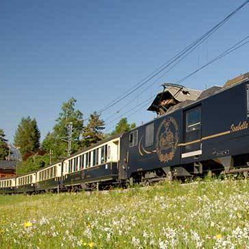 Panoramic Golden Pass Train Route through Switzerland