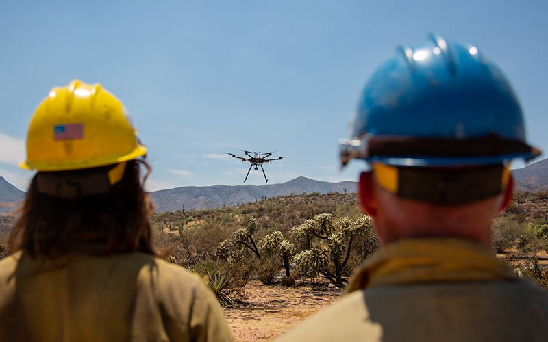 Drones equipped with infared cameras monitor wildfires across the West