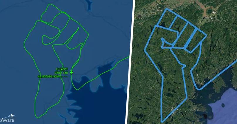 Pilot Draws Raised Fist Over Canada Using Plane As Tribute To George Floyd