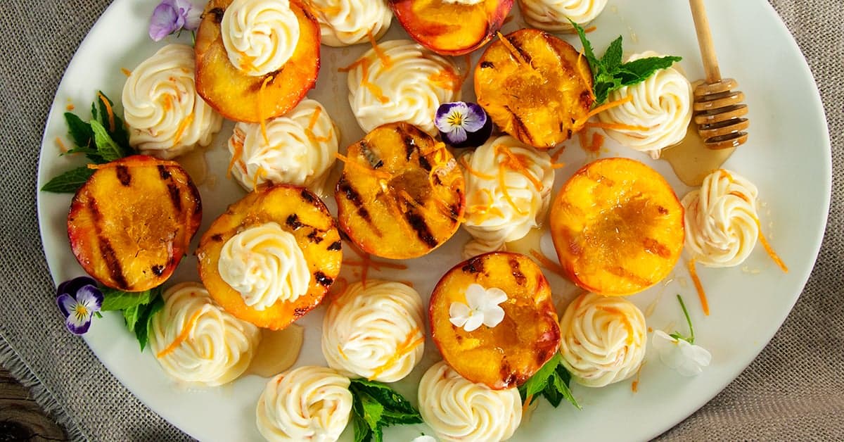 Grilled Peaches and Honey Whipped Mascarpone Cheese