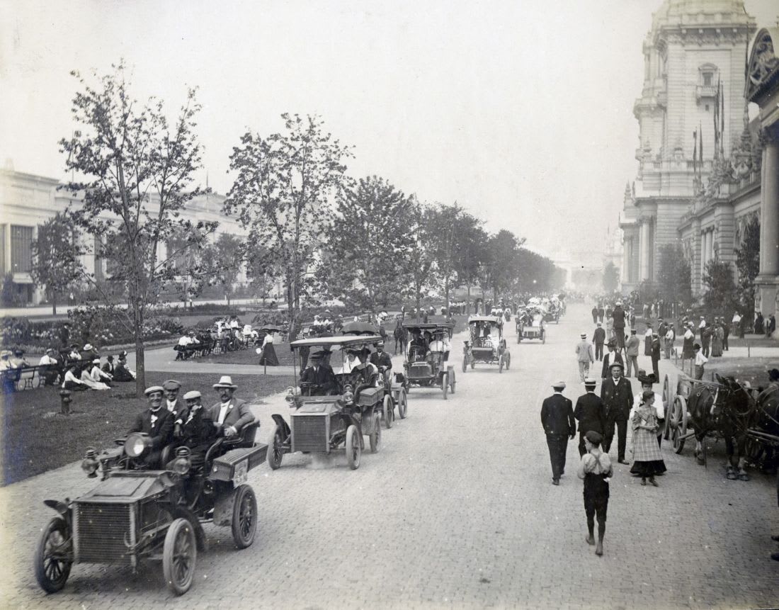 The Automobile Parade on Automobile Day at the St. Louis World's Fair-Louisiana Purchase Exposition - 1904