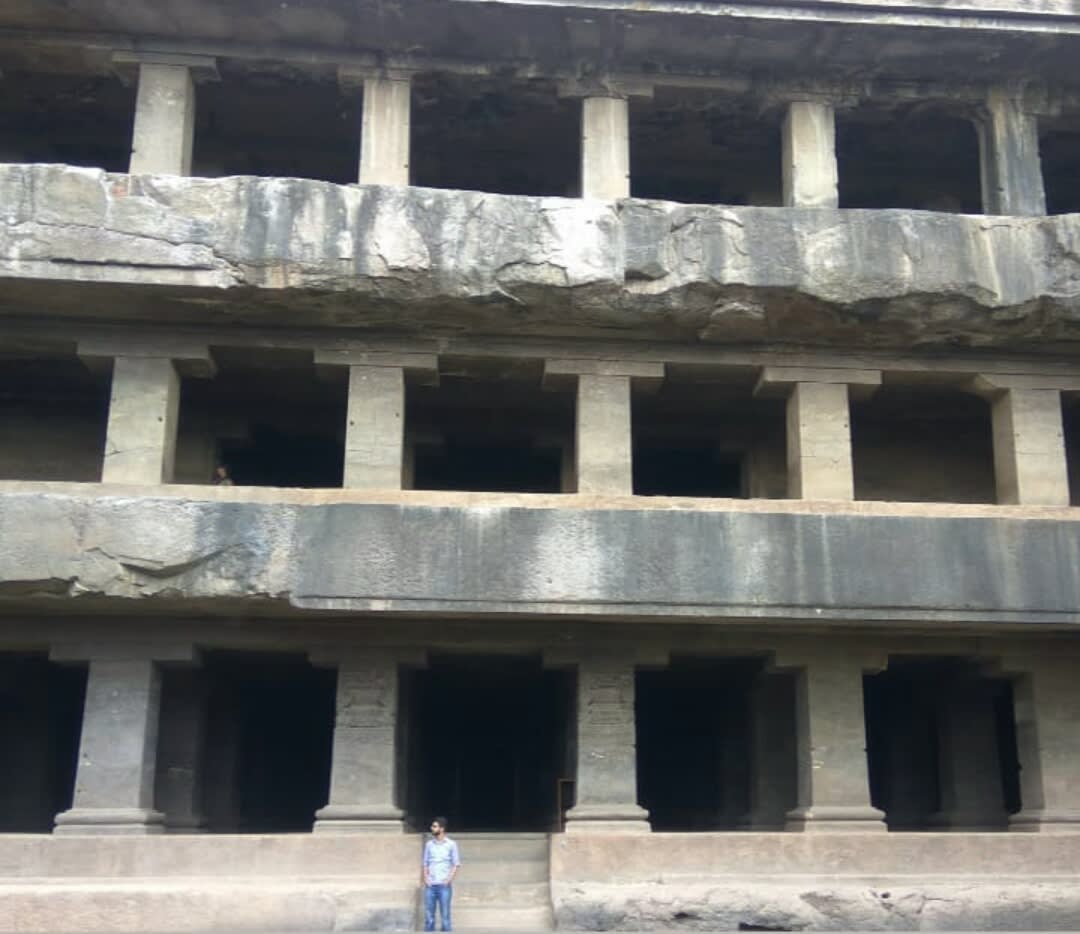 Here's me @ one of the Ellora Caves in Maharashtra,India