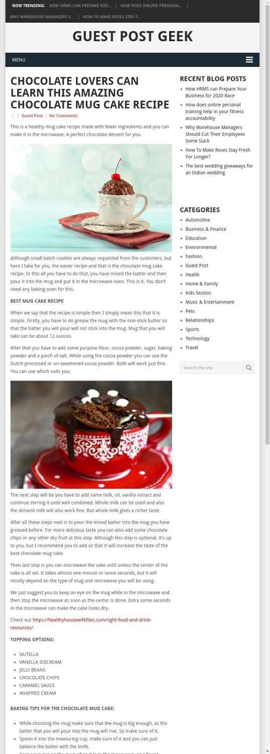 Chocolate lovers can learn this amazing chocolate mug cake recipe