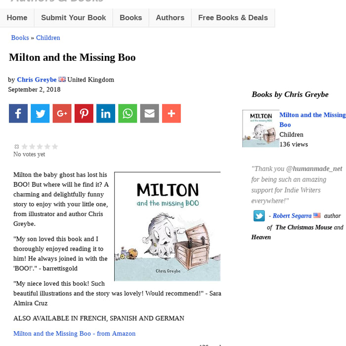 Milton and the Missing Boo (book) by Chris Greybe
