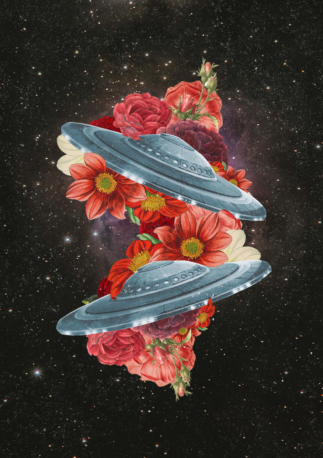 Floral UFO, Me, Mixed Media Collage, 2020.
